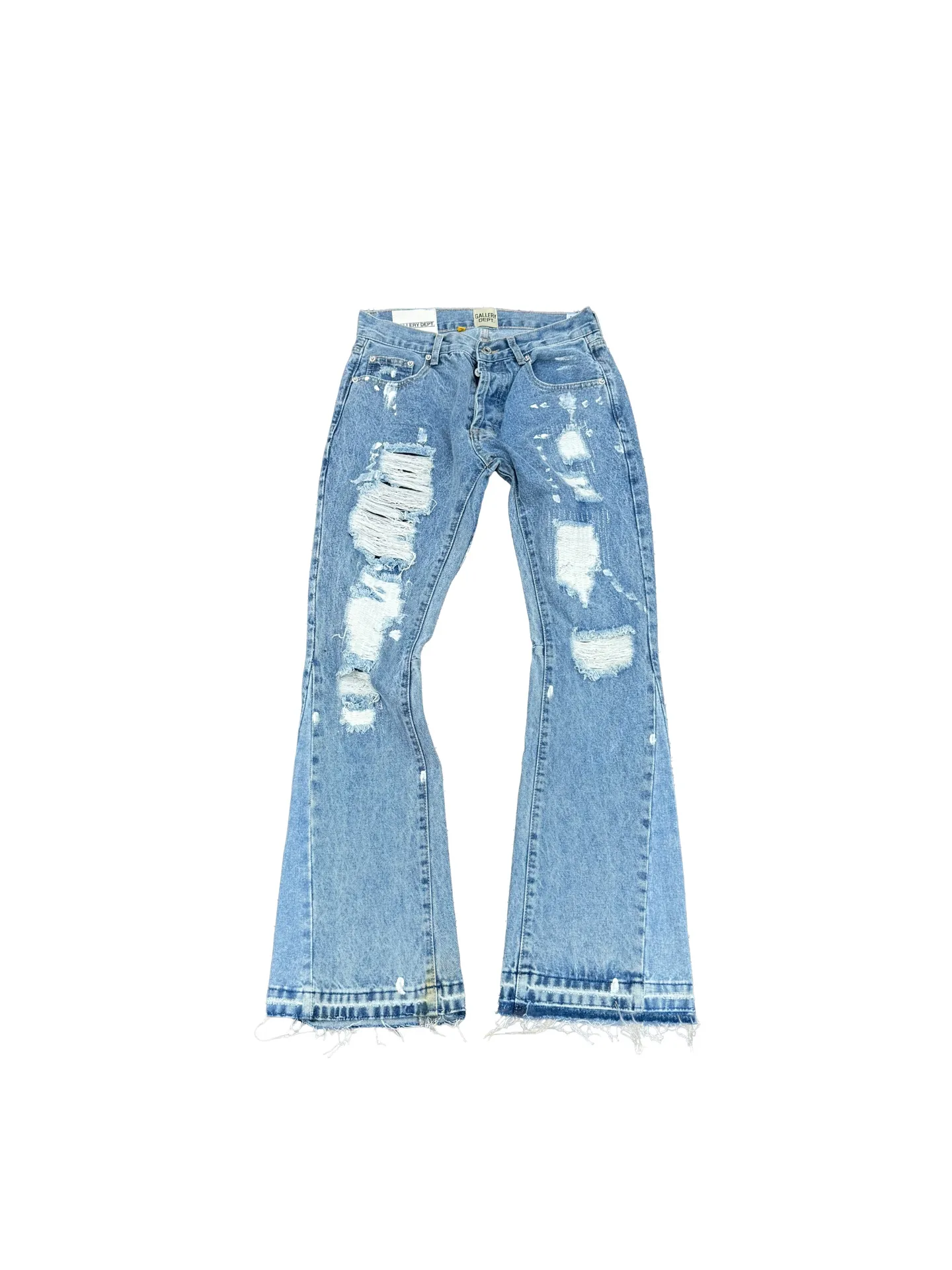 P250💰G70 GALLERY DEPT. Denim bell-bottoms with holes and random threads connected to washed and distressed spliced ​​jeans. GALLERY is attracted by these bell-bottoms. Whether it is a reset of Carhartt or Levis, it has created a strong brand style. Since these pants are modified from rare vintage, the production capacity is limited. Therefore, after many icons wore them, these pants were once hard to find. Later, perhaps due to the improvement of GD's business in the past two years and the expansion of production lines, the brand itself lowered the price, so I can't wait any longer for these pants this year and will definitely buy them. During the process of the denim washing plant, the owner of the washing plant helped introduce a boss who had worked for Levi's foundry and started his own business. This also paved the way for the following styles. Therefore, Levi's remodeled single product for the base plate is really familiar. Whether it is the fabrics supplied or the lathes used in production, there is nothing to choose from. -Color: blue -Size: S-XXL (corresponding to 28-36)